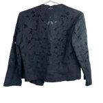 Nicole‎ Farhi Black Linen Floral Lace Eyelet Cropped Jacket Size 6 Photo 2