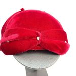 Vintage Red Rhinestone Toque Turban Capulet Hat Photo 3