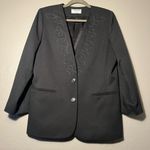 Alfred Dunner Black Classic Preppy Blazer SZ 8 Petite Formal Embroidered Dress Photo 1