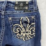 Miss Me Jeans Womens 27 cuffed capri blue Denim embellished fleur de lis Pockets Photo 11