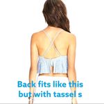 Rise of Dawn Blue Pinstripe Tassel Crop Zip Back Large Blue Photo 13