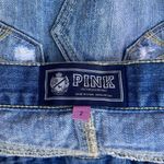 Victoria's Secret  Pink Denim Skirt Womens 2 XS Blue Mini Distressed Y2k Frayed Photo 8