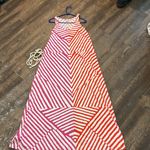 Loft  pink and orange white striped rope belt‎ sleeveless maxi dress Size Large Photo 6