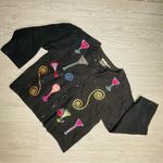 Vintage lanie New York long sleeve embroidered sweater cardigan w/ cocktails Black Size undefined Photo 0