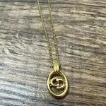 Christian Dior Vintage Logo Oval Pendant Necklace Photo 3