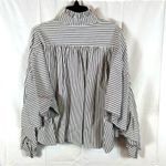 Petersyn Elizabeth Puffed Sleeve Blouse Empire Striped Boxy Poplin XS NWT Purple Photo 2