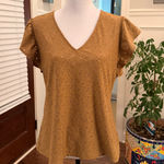 Michael Kors NWOT Brown Eyelet Lace Flutter Sleeve V-Neck Blouse Photo 0