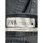 ZARA The Marine Straight Women's Black Frayed Wide Leg Baggy Denim Jeans Pants S Photo 2