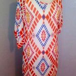 Peach Love California  patterned dress orange blue Photo 5