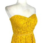 Jenny Yoo  Collection “Hudson” Yellow lace strapless Cocktail Floral Dress Size 6 Photo 4