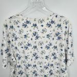 Fashion Bug  blouse women's 18/20W henley short sleeve white blue floral cottage Photo 4