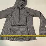 Tangerine  Black and White Striped Women's Hoodie Photo 2