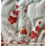 Polagram Womens  White Coral Floral Print Flowy Boho Ruffled Maxi Dress Plus 1X Photo 8