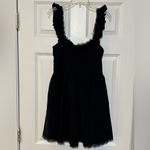 Black Mini Corset Square Neck Ruffle Sleeve A Line Lace Hem Gothcore Dress Large Photo 3