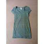 H&M Basic T-Shirt Dress Womens Green White Stripes Size Medium Photo 1