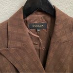 Rare Vintage ESCADA Wool Blend Double Breasted Square Print Brown Blazer Size 34 Photo 8