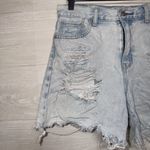 American Eagle  High Rise Mom Shorts Size 4 Light Wash Distressed Denim Photo 3