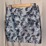LOFT Women’s Metallic Silver & Blue Floral Midi Skirt Size 6 Gray Photo 2