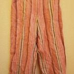 JM Collection JM Petite Collection Wide Leg‎ Linen Capri Pants Size 2P Pink Pockets Stripes Photo 0