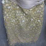 Nwt Eleni Elias beaded stone gold glitter strapless formal prom night out dress Tan Size 6 Photo 5