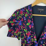 Saloni Womens Lea‎ Floral Wrap Mini Dress Multicolor Sz 2 | Feminine Colorful Black Photo 2