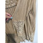 Shoreline Crochet Beach Coverup Tunic Tan Dress Boho Pirate Peasant Long Sleeve Photo 2