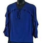 Belle by Kim Gravel Blue Ruffle Sleeve V Photo 2