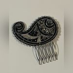 NEW IN BOX Intricate Silver and Black Paisley Hair Comb Photo 1