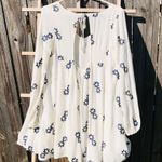 On the Road. White with Blue Flowers Long Sleeved Dress Small Photo 7