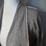 Aaeda Gray Open Front Knit Cardigan Sweater XL Draped Collar Whipstitch Detail Photo 1