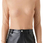 Grey Lab Embellished Tan Turtleneck Mesh Bodysuit(Size Medium) Photo 0