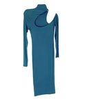 Alix NYC  Conner Ribbed Knit Cut Out Midi Dress Prussian Blue Size M NWT Photo 3