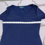 Ralph Lauren Lauren  Navy V-Neck Dress with Bell Sleeves Knee length, size 6P Photo 3