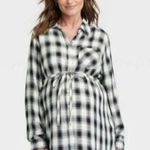 Isabel Maternity Women’s Button Down Plaid Shift Shirt Dress Size Medium Tie NWT Photo 0