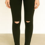 PINK - Victoria's Secret Victoria Secrets Pink Black Leggings with Distressed Knee Photo 0