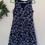 Maison Jules Women’s Navy Blue Umbrella Preppy Sun V Neck Dress Size Medium Photo 1