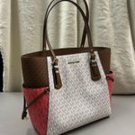 Michael Kors Voyager Tote Purse Bag Brown Pink White NWT NEW Photo 1