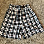 1990's Vintage Plaid belted shorts Black Size 10 Photo 0