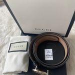 Gucci Belt Interlocking Silver GG Black Leather Photo 1