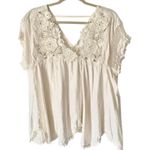 Anthropologie By  V-Neck Cream Lace Women's Top size medium Photo 3