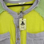 easel  Oversize Button Front Womens Top Sz S Lagenlook Colorblock Pastel Boho New Photo 9