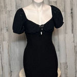 Blishe Black Puff Sleeve Mini Dress | Eyelet Lace Sweetheart Bodycon Dress Size Size M Photo 0