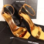 YSL NWT & Box Yves Saint Laurent Strappy Heels in Egypt Gold Photo 11