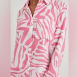 Rails  Ellis Tiger Organic Cotton Gauze Button Down Shirt Pink & White Size Small Photo 2
