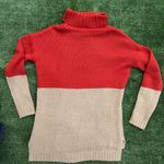 Marine layer Orange and Tan Mock Turtleneck Colorblock Sweater Size XS Photo 1