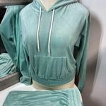 No Boundaries Juniors Velour Hoodie & Pants Set Green Casual Outfit XXL Photo 3