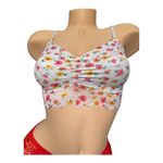 Victoria’s Secret PINK smallwhite lace bralette with a colorful floral pattern White Photo 1