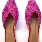 Anthropologie  Raphaell Labooz Pointed Toe Raffia Mules Pink Combo Photo 0