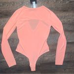 Pretty Little Thing Peach Slinky Cut Out Long Sleeve Thong Bodysuit NWT Photo 4