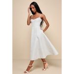 Lulus NWT  Meet for Tea White Jacquard Bustier Midi Dress With Pockets Size XS Photo 5